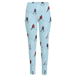 Ice Hockey Players Pattern Print High-Waisted Pocket Leggings