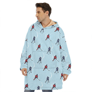 Ice Hockey Players Pattern Print Hoodie Blanket – GearFrost