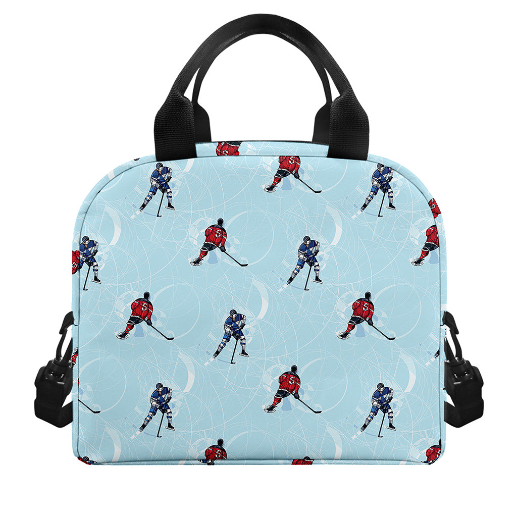 Ice Hockey Players Pattern Print Insulated Lunch Bag