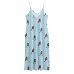 Ice Hockey Players Pattern Print Jersey Midi Cami Dress