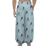 Ice Hockey Players Pattern Print Lantern Pants