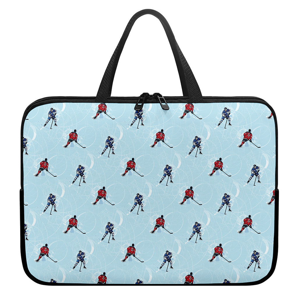 Ice Hockey Players Pattern Print Laptop Sleeve With Handle