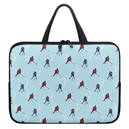 Ice Hockey Players Pattern Print Laptop Sleeve With Handle