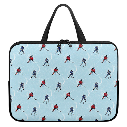 Ice Hockey Players Pattern Print Laptop Sleeve With Handle