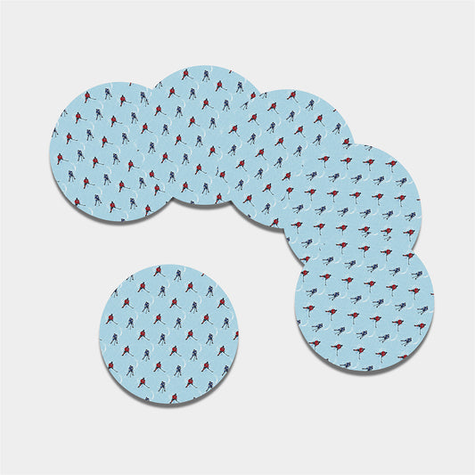 Ice Hockey Players Pattern Print Leather Coaster Set