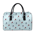 Ice Hockey Players Pattern Print Leather Duffel Bag
