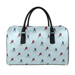 Ice Hockey Players Pattern Print Leather Duffle Bag