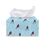 Ice Hockey Players Pattern Print Leather Tissue Box Cover