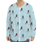Ice Hockey Players Pattern Print Long Sleeve Baseball Jersey
