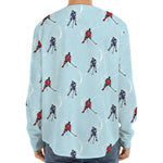 Ice Hockey Players Pattern Print Long Sleeve Baseball Jersey