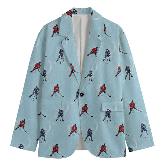 Ice Hockey Players Pattern Print Men's Blazer
