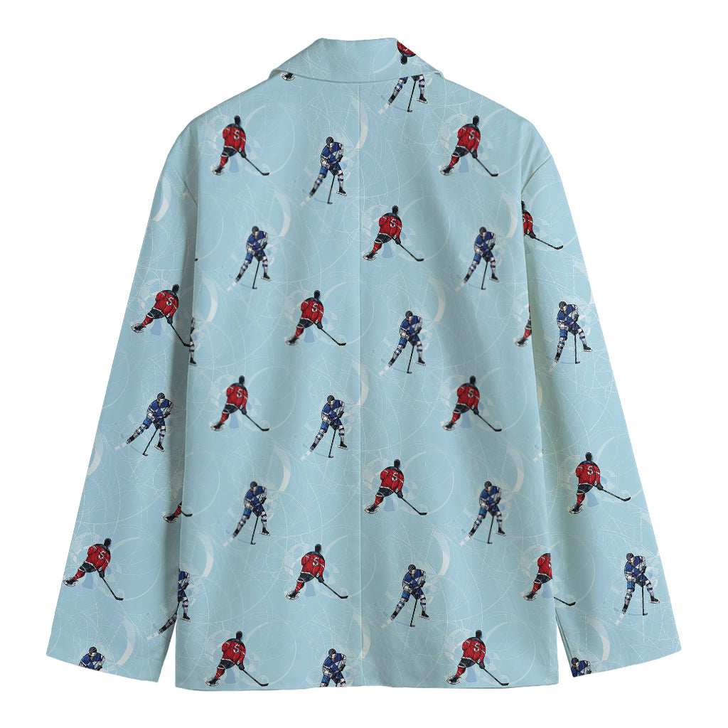 Ice Hockey Players Pattern Print Men's Blazer
