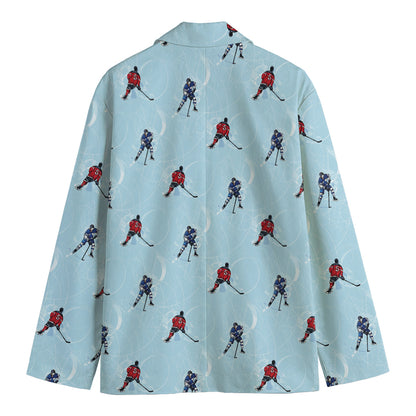 Ice Hockey Players Pattern Print Men's Blazer