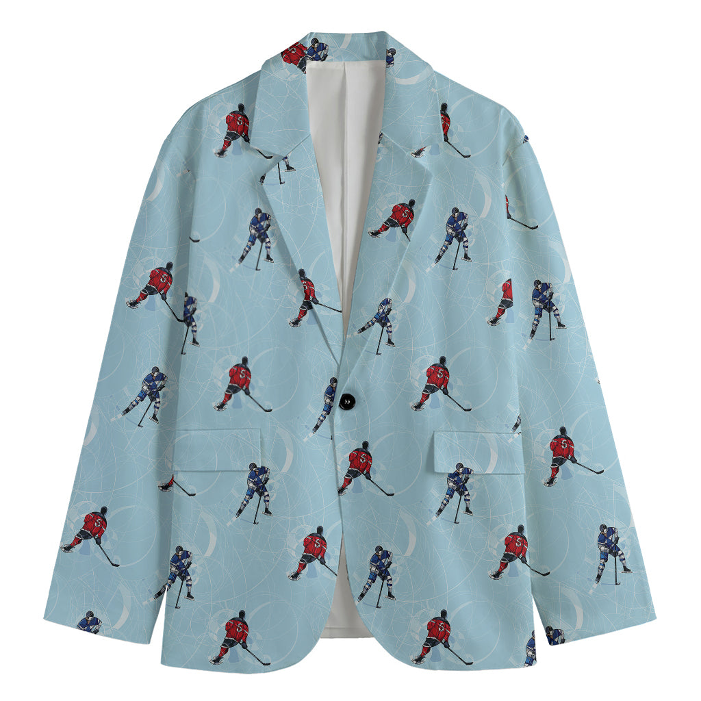 Ice Hockey Players Pattern Print Men's Cotton Blazer