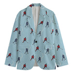 Ice Hockey Players Pattern Print Men's Cotton Blazer