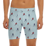 Ice Hockey Players Pattern Print Men's Long Boxer Briefs