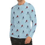 Ice Hockey Players Pattern Print Men's Long Sleeve Rash Guard