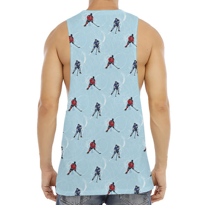 Ice Hockey Players Pattern Print Men's Muscle Tank Top
