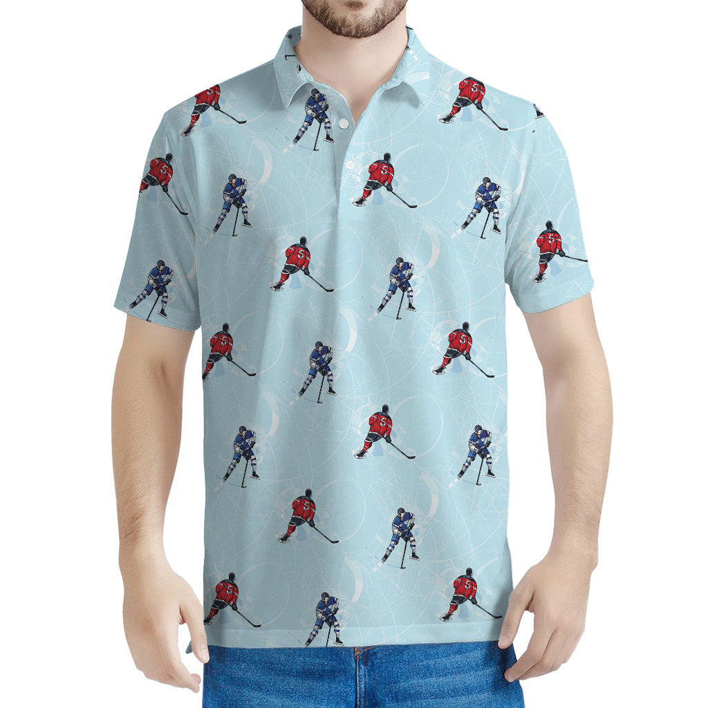 Ice Hockey Players Pattern Print Men's Polo Shirt
