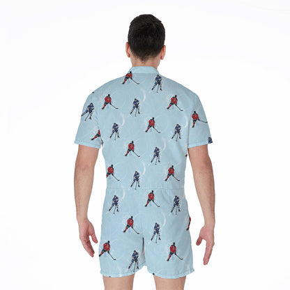 Ice Hockey Players Pattern Print Men's Rompers