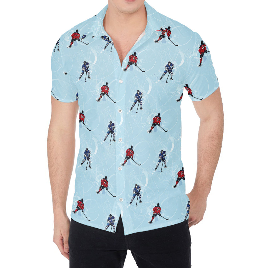 Ice Hockey Players Pattern Print Men's Shirt