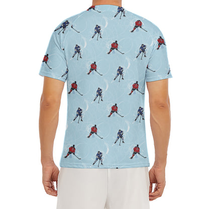 Ice Hockey Players Pattern Print Men's Short Sleeve Rash Guard