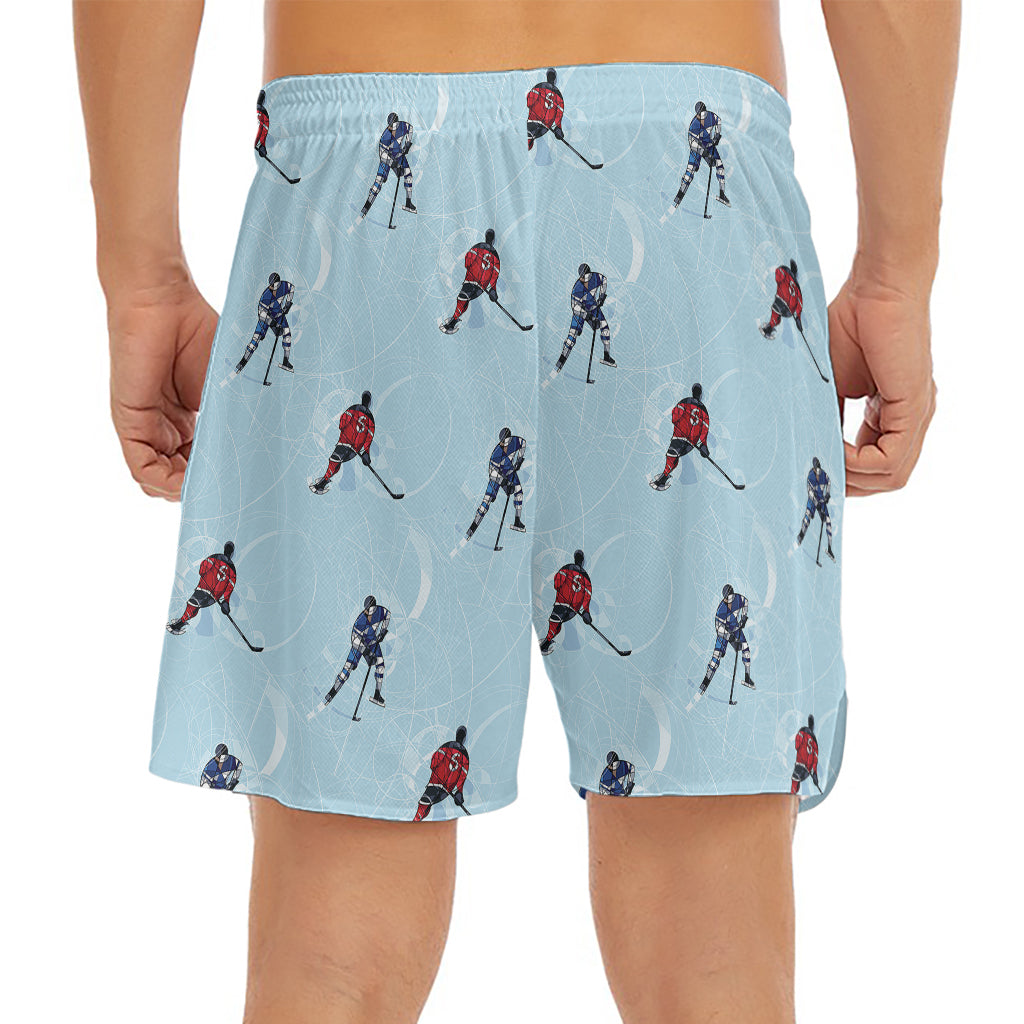 Ice Hockey Players Pattern Print Men's Split Running Shorts