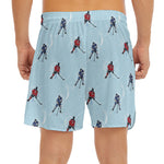 Ice Hockey Players Pattern Print Men's Split Running Shorts