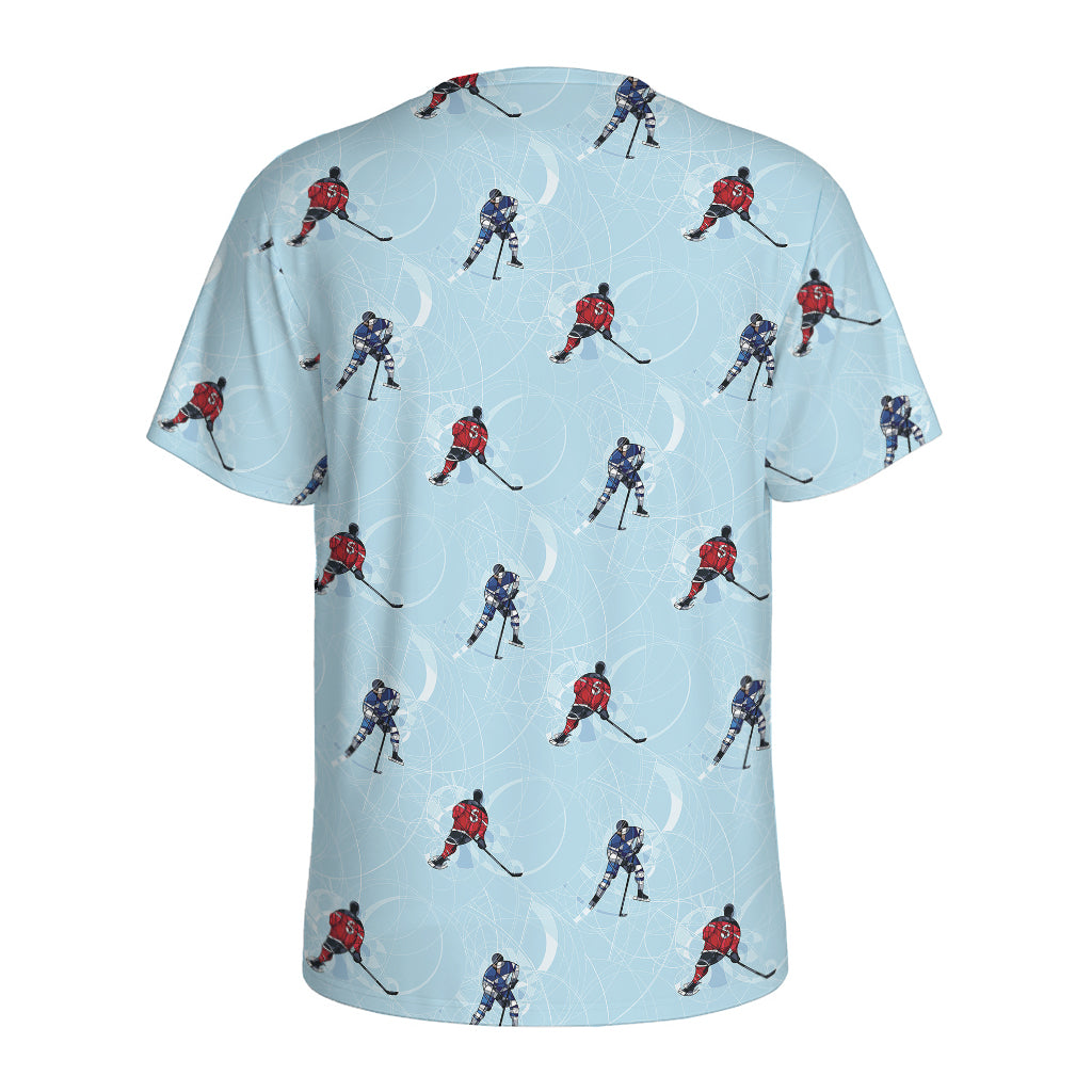 Ice Hockey Players Pattern Print Men's Sports T-Shirt