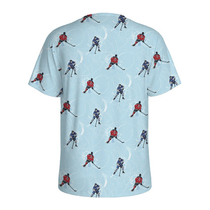 Ice Hockey Players Pattern Print Men's Sports T-Shirt