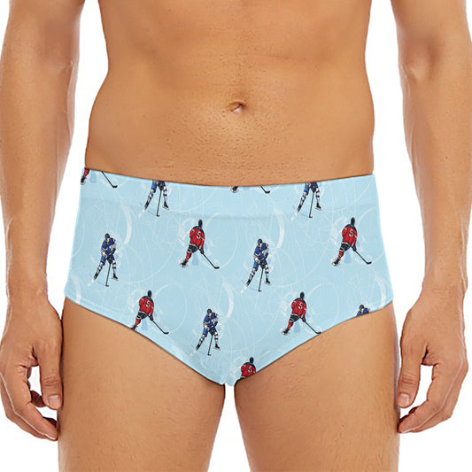 Ice Hockey Players Pattern Print Men's Triangle Swim Briefs