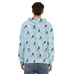Ice Hockey Players Pattern Print Men's Velvet Pullover Hoodie