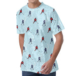 Ice Hockey Players Pattern Print Men's Velvet T-Shirt