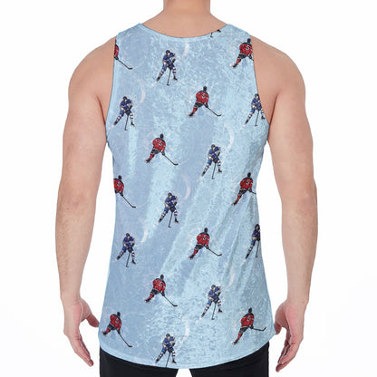 Ice Hockey Players Pattern Print Men's Velvet Tank Top