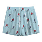 Ice Hockey Players Pattern Print Mesh Shorts