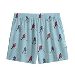 Ice Hockey Players Pattern Print Mesh Shorts