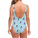Ice Hockey Players Pattern Print One Piece Swimsuit