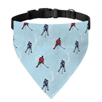 Ice Hockey Players Pattern Print Over The Collar Dog Bandana