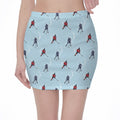 Ice Hockey Players Pattern Print Pencil Mini Skirt