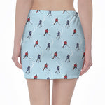 Ice Hockey Players Pattern Print Pencil Mini Skirt