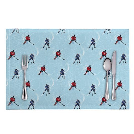 Ice Hockey Players Pattern Print Placemat