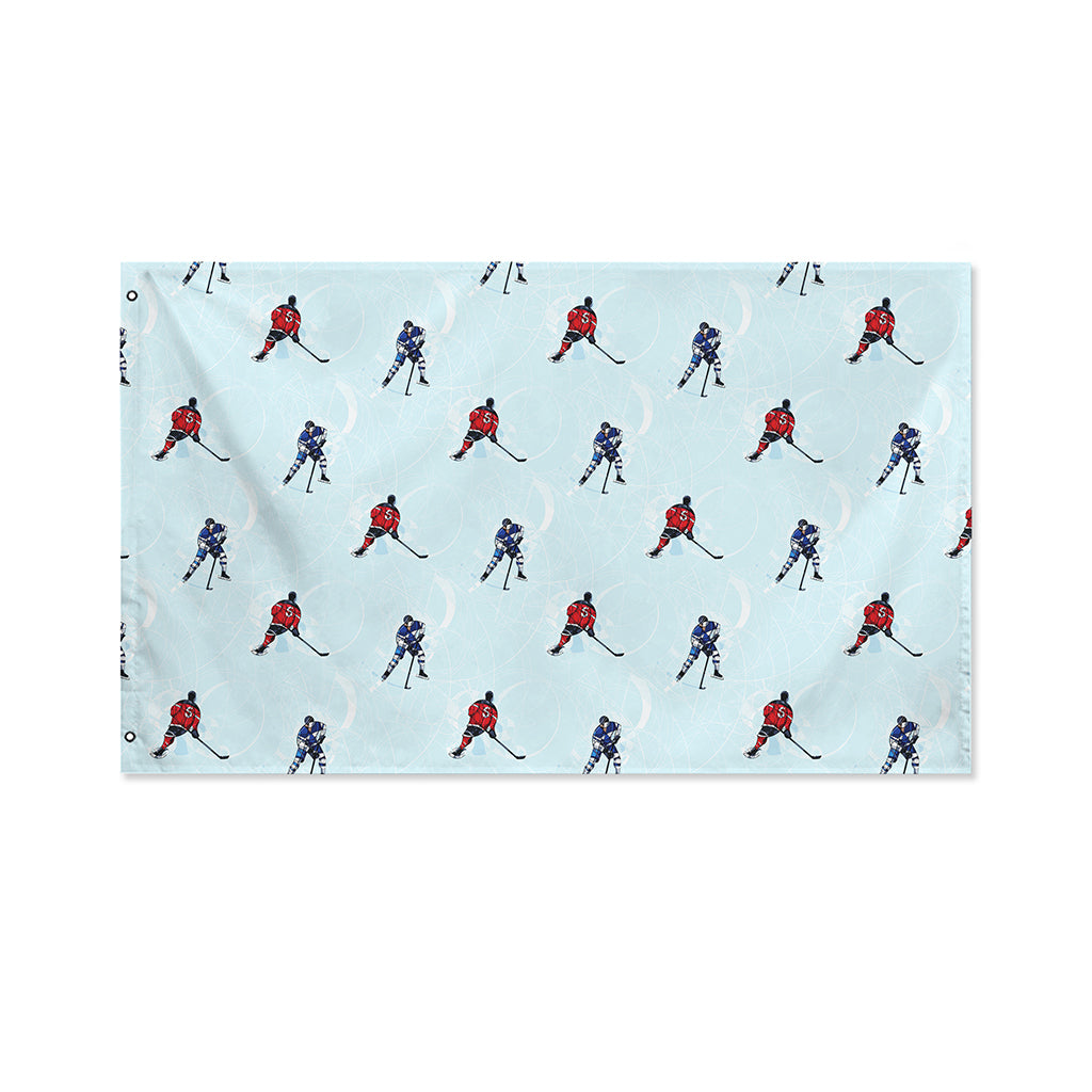 Ice Hockey Players Pattern Print Polyester Flag