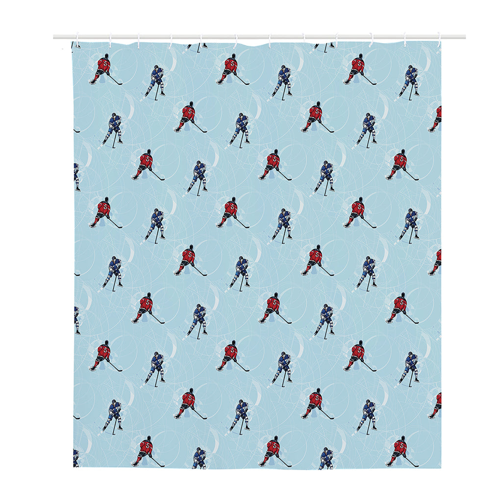 Ice Hockey Players Pattern Print Polyester Shower Curtain