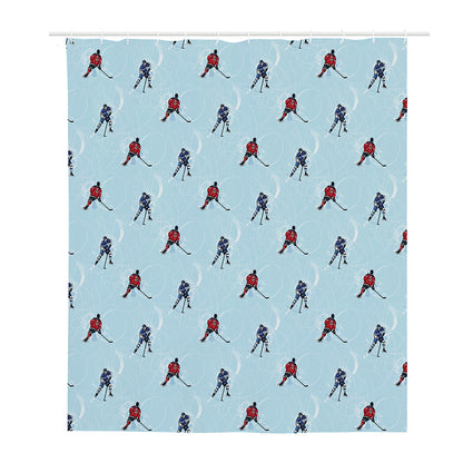 Ice Hockey Players Pattern Print Polyester Shower Curtain