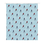 Ice Hockey Players Pattern Print Polyester Shower Curtain