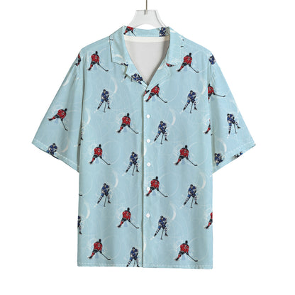 Ice Hockey Players Pattern Print Rayon Hawaiian Shirt