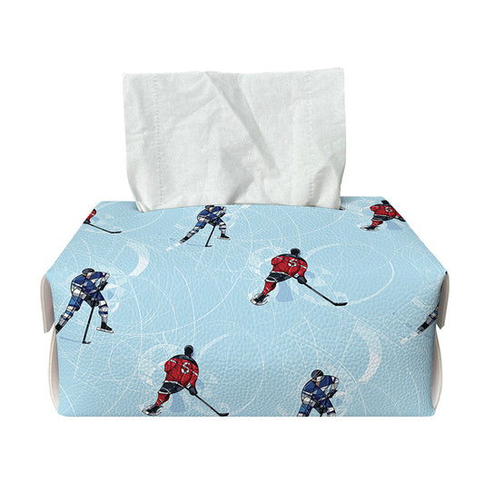 Ice Hockey Players Pattern Print Rectangle Tissue Box Cover