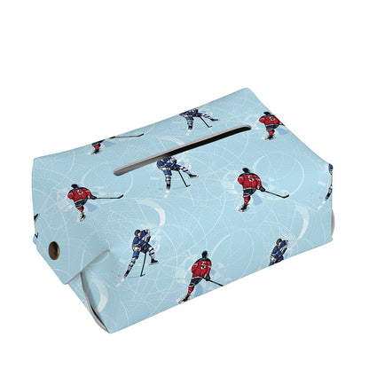Ice Hockey Players Pattern Print Rectangle Tissue Box Cover