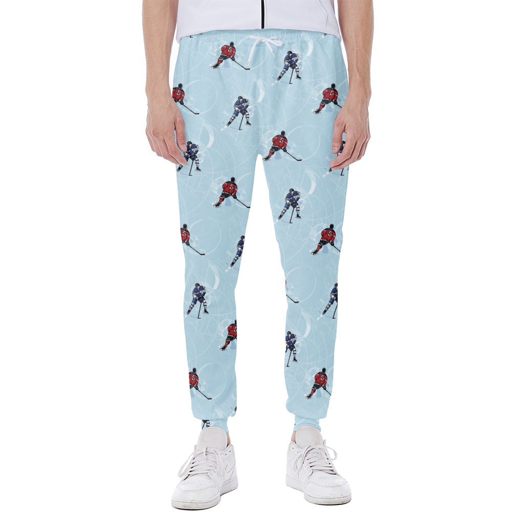 Ice Hockey Players Pattern Print Scuba Joggers