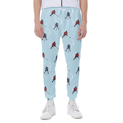 Ice Hockey Players Pattern Print Scuba Joggers
